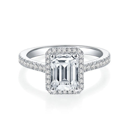 Square Cut 2Ct 8.0Mm Moissanite Diamond Rings for Women Platinum Plated 925