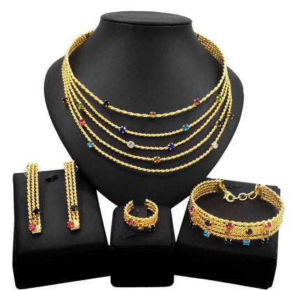 Latest Exquisite Brazilian Gold Plated Wedding Jewelry Set Gold Plated Bridal