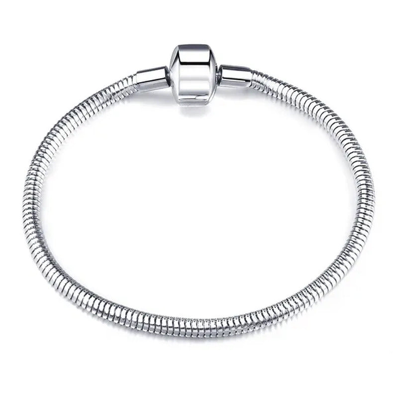 NEW Fashion 925 Sterling Silver White Flashing Double Sided Heart Snake Chain Br