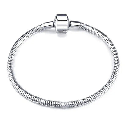 NEW Fashion 925 Sterling Silver White Flashing Double Sided Heart Snake Chain Br