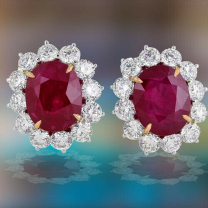 15.10 carats of natural Ruby 5.65 of F color VS clarity round brilliant diamond