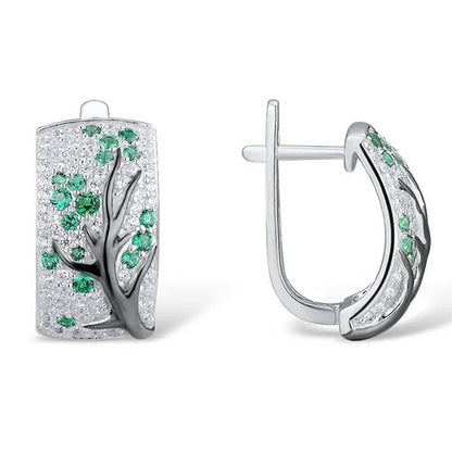 YOHAPP Dazzling 925 Sterling Silver Natural Gemstone Diamond Floral Earrings Wom