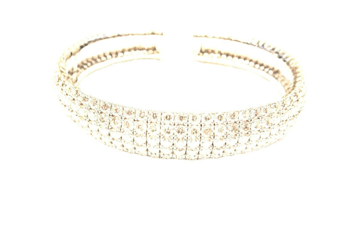 DIAMOND TOP SET CUFF BANGLE 5 ROW DIAMOND ROUND BRILLIANT BANGLE BRACELET