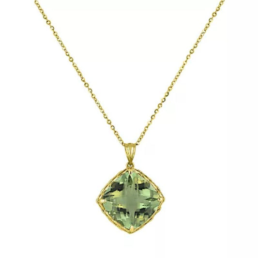 14K Gold Prasiolite Pendant with 16"-18" Chain