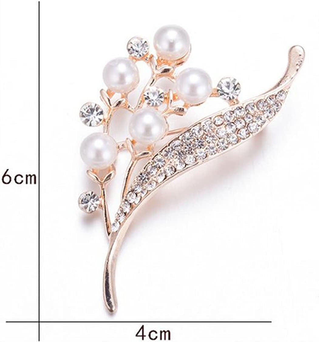 Hosaire Women'S Flower Brooch Pin Pearl Diamond Breastpin for Wedding/Banquet/Bo