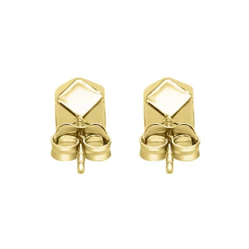 14K Yellow Gold High Polish Geometric Cubed Stud Earring