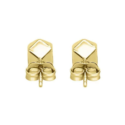 14K Yellow Gold High Polish Geometric Cubed Stud Earring