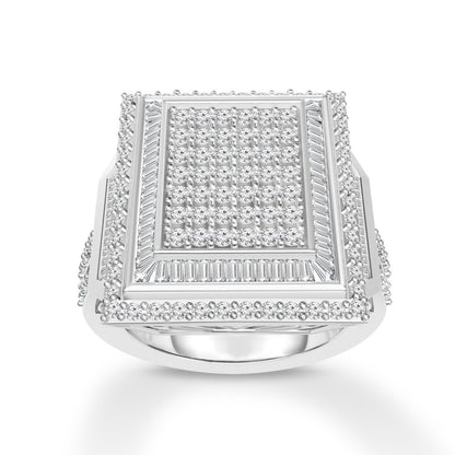 1-1/2 CT. T.W. Diamond Cluster Double Square Frame Ring in Sterling Silver