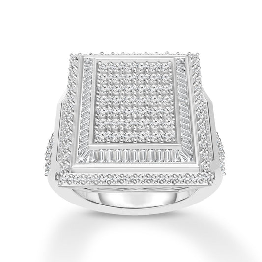 1-1/2 CT. T.W. Diamond Cluster Double Square Frame Ring in Sterling Silver