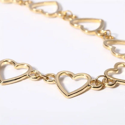 Simple Metal Heart Shape Choker Necklace for Women Fashion Elegant Geometric Col