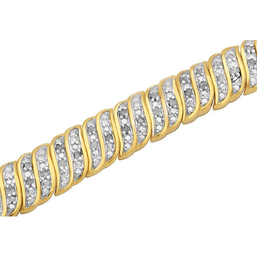 Arista 1.00 Ct round White Diamond Yellow Gold-Plated Women'S Tennis Bracelet in