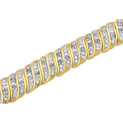 Arista 1.00 Ct round White Diamond Yellow Gold-Plated Women'S Tennis Bracelet in
