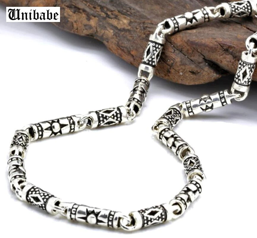 Pure Silver 4Mm Thick Cylinder Chain S925 Sterling Silver Classic Vintage