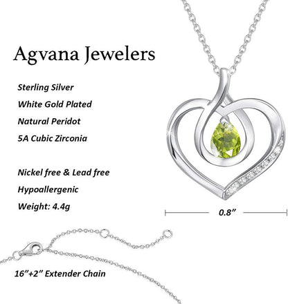 Fine Jewelry Birthstone Necklace Valentines Day Gifts for Her Sterling Silver Ge