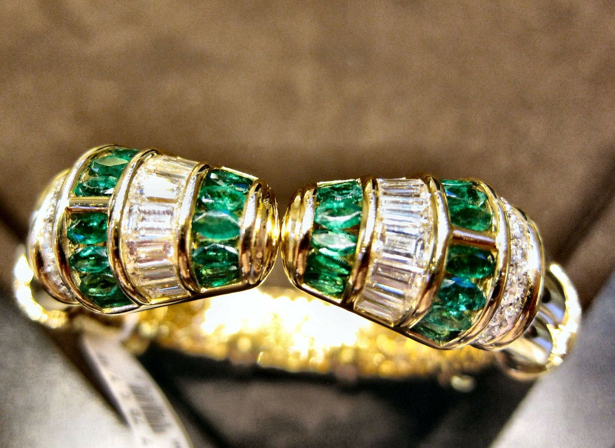 EMERALD MARQUISE SHAPE DIAMOND TAPERED BAGUETTE ROUND