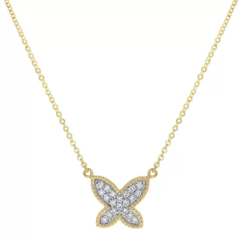S Collection 1/5 CT. T.W. Butterfly Shape Diamond Necklace in 14K Yellow Gold