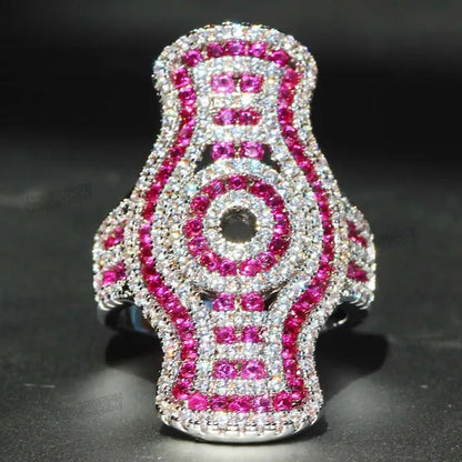 925 Silver Natural Gemstones Ring Ruby & White Sapphire Wedding Birthstone Bride