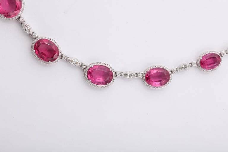 Pink Rubellite and Diamond Necklace