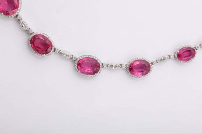 Pink Rubellite and Diamond Necklace
