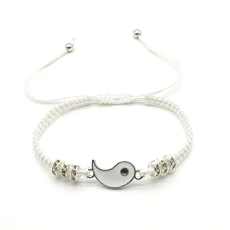 2Pcs New Best Friend Bracelets for 2 Matching Yin Yang Adjustable Cord Bracelet