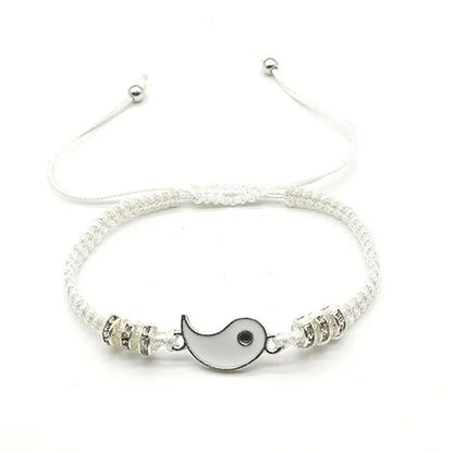2Pcs New Best Friend Bracelets for 2 Matching Yin Yang Adjustable Cord Bracelet