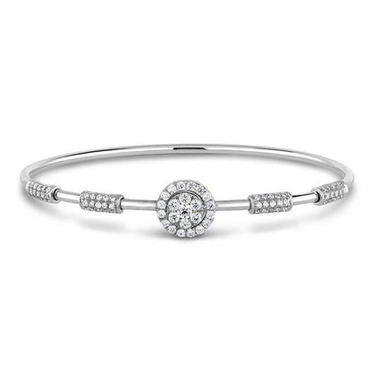 27012 round Brilliant Cut Diamond Ladies Bangle - 14K White Gold