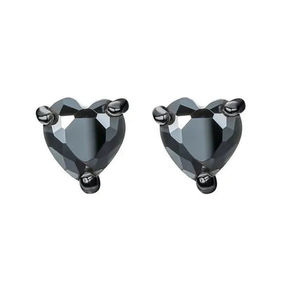 Elegant Love Heart Black Diamond 18K Rose Gold Stud Earrings Vintage Earrings Ba