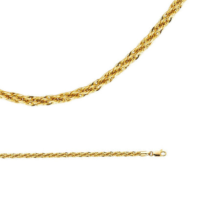 Rope Necklace Solid 14K Yellow Gold Chain round Twisted Links Hollow Big Light F