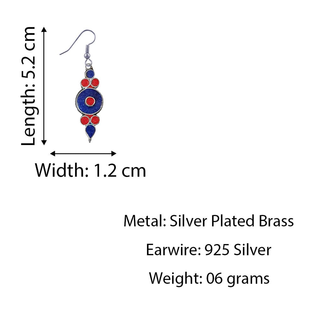 Handmade Drop Earring for Women, Coral Lapis Lazuli Gemstone Earrings, Ethnic De