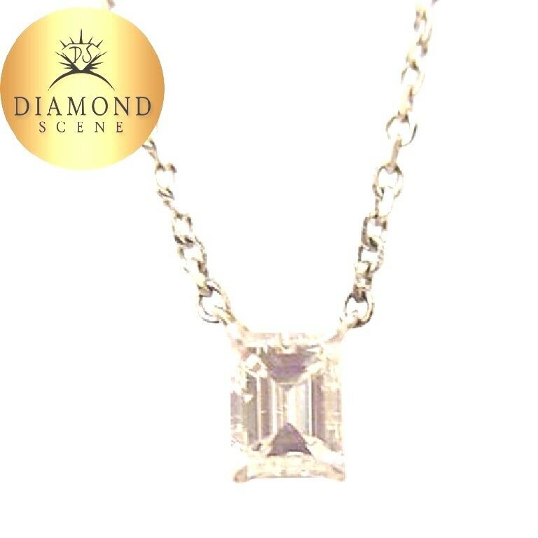 EMERALD CUT DIAMOND SOLITAIRE PENDANT 4 PRONG SET 1.00
