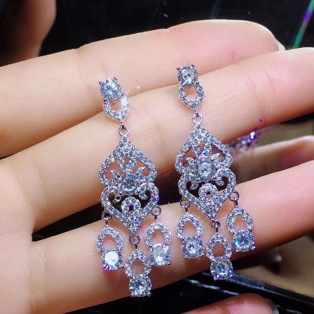 Moissan Diamond Earrings Earrings Burst into Flames