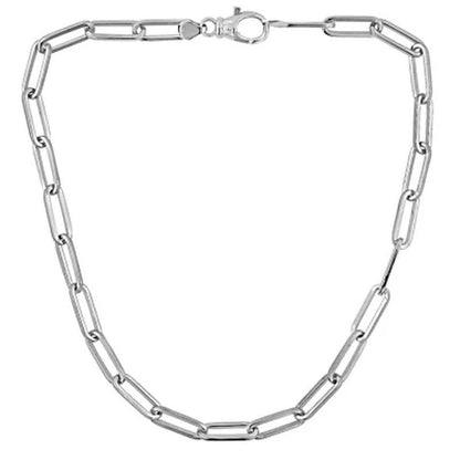 Italian Sterling Silver High Polish Paperclip Link Necklace