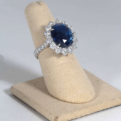 Elegant 11.73 Carat GIA Cert Sapphire Diamond Platinum Ring