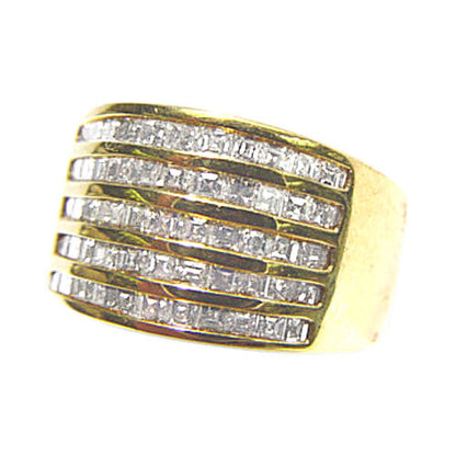 2.28 CT ASSCHER SHAPE 5 ROW F VS CLARITY DIAMOND BAND 18 K YELLOW GOLD BAND