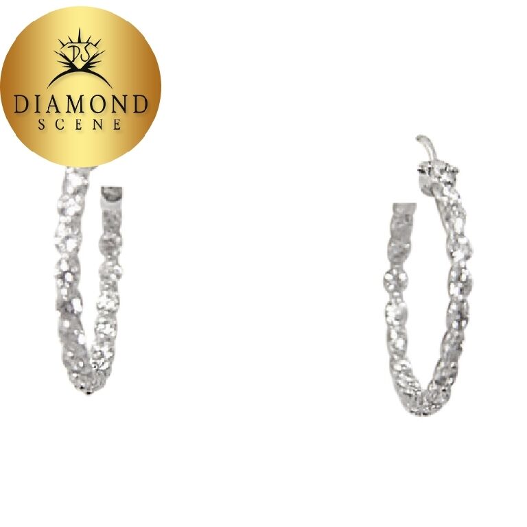 DIAMOND 38 STONE SET DIAMOND INSIDE OUTSIDE SET HOOP E