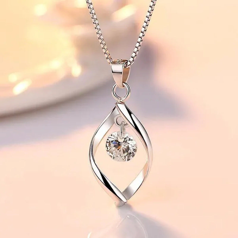 Exquisite Elegant Bridal Wedding Silver Plated Necklace for Women White Sapphire