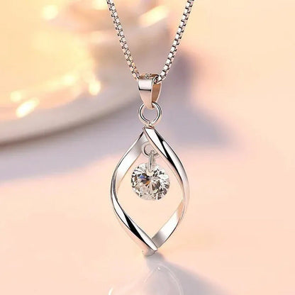 Exquisite Elegant Bridal Wedding Silver Plated Necklace for Women White Sapphire