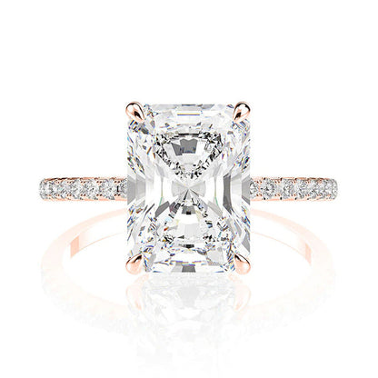 4Ct Radiant Cut Moissanite Solitaire Ring for Women D Color Sparkling
