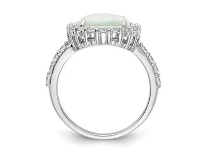 Lab-Created Opal Ring in Sterling Silver with Cubic Zirconia