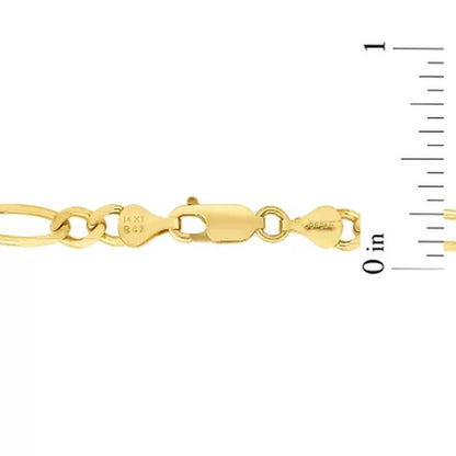 Solid Figaro Link Necklace 20", 4.5Mm in 14K Yellow Gold