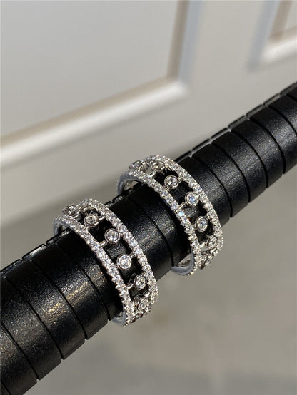 Stylish and Simple Inlaid High Carbon Diamond Stacked Band Ring Ring