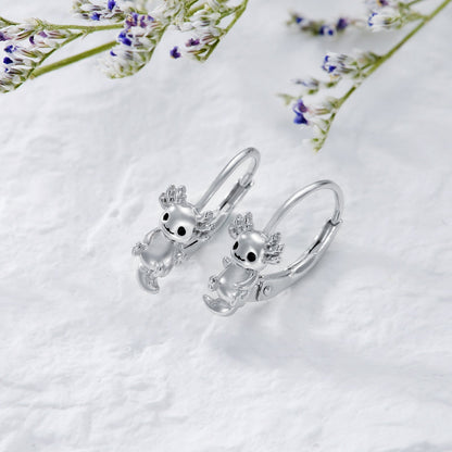 Axolotl Fish Animal Earrings 925 Sterling Silver Hypoallergenic Huggie Hoop Earr
