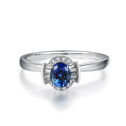 Jewelry 18K Gold Natural Sapphire Women'S Ring