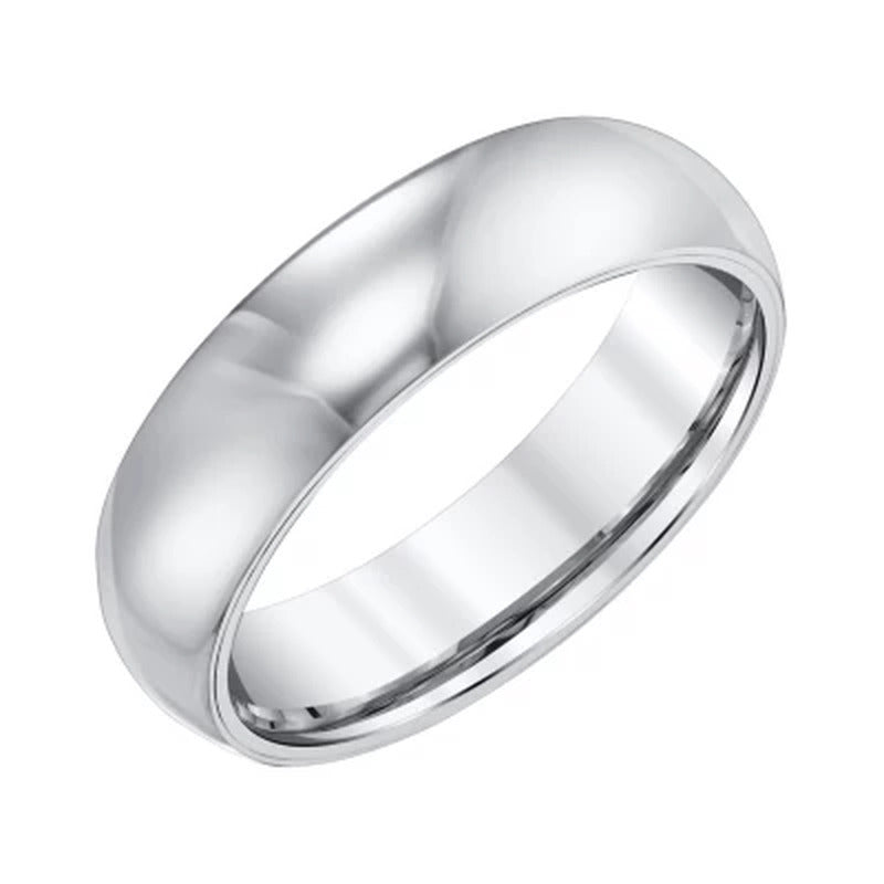 Men'S 6Mm Half-Round White Tungsten Wedding Band