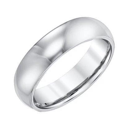 Men'S 6Mm Half-Round White Tungsten Wedding Band