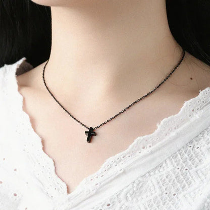Simple Style Small Tiny Cute Cross Pendant Silver / Black / Rose Gold Exquisite