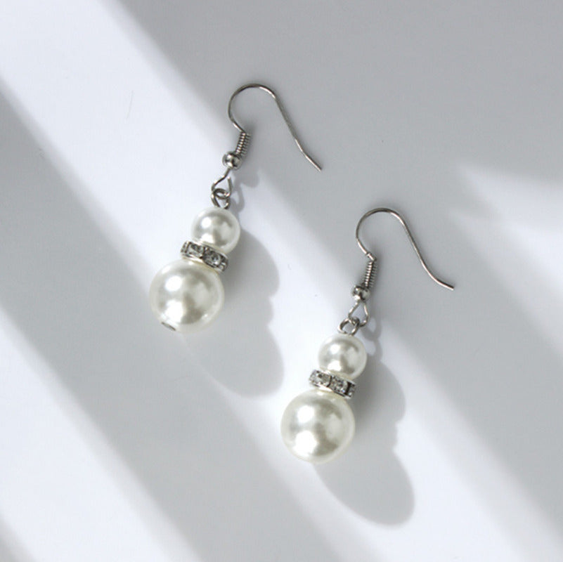 Shambhala Diamond Ring Synthetic Pearl Necklace Bridal Set