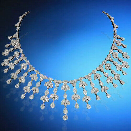 Grand Diamond Drop Necklace  31.68 carats of multi shape white diamonds F VS1/2