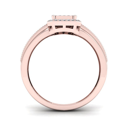 1/5Ct TDW Diamond 10K Rose Gold Halo Engagement Ring