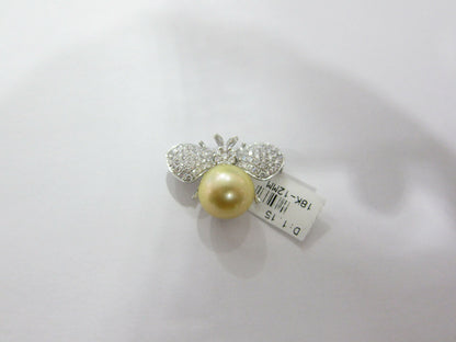 champagne south sea pearl set diamond pin